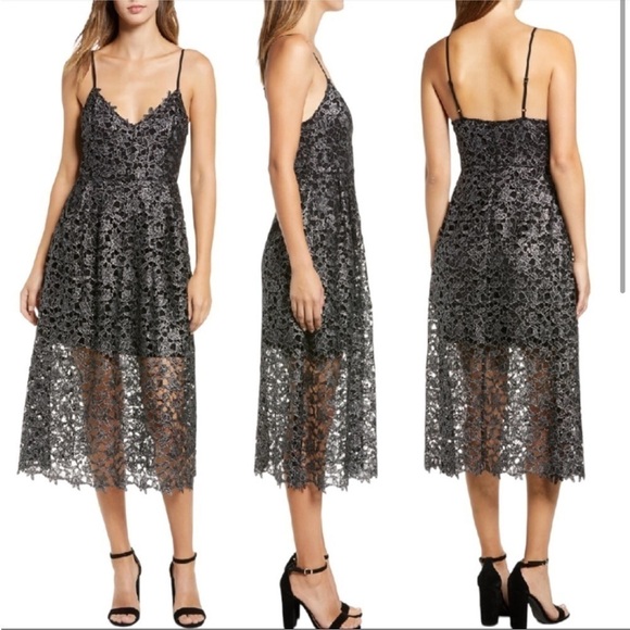Astr The Label Black Lace Midi Dress Size L - Picture 1 of 8